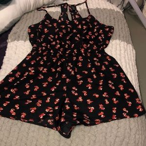 City Streets Black flowered Romper